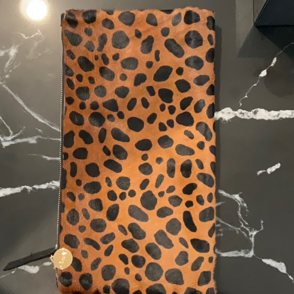 Clare V Foldover Leopard Clutch